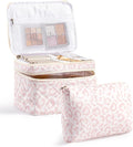 HBselect 2Pcs Travel Makeup Bag, Large Cotton Quilted Makeup Bag Cosmetic Bag Cute Make up Bag Toiletry Bags for Women Girls