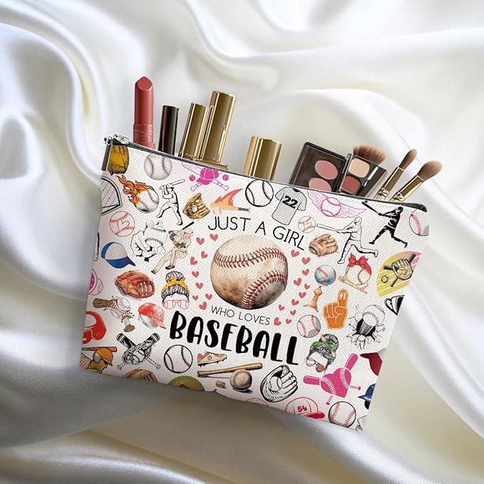 2pcs Baseball Gifts Makeup Bag, Baseballs Coach Cosmetic Bag Christmas Birthday Gifts for Women Female Coach Girls Sister BFF, Baseball Stuff Travel Toiletry Bags