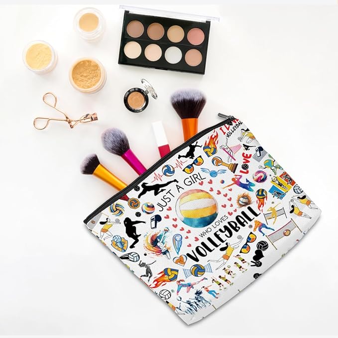 Christmas Thank You Gifts, Volleyball Gifts for Women Volleyball Makeup Bag Cosmetic Bag Toiletry Bag Zipper Pouch for Women Sister Friend Volleyballs Lover Teacher Coach Birthday Friendship