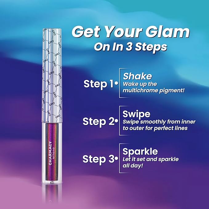 CHARMACY Chameleon Liquid Glitter Eyeliner, Highly Pigmented, Metallic Intense MultiColor Shifting waterproof Eyeliner, Ultra-Fine Tip, Longwearing, Smudge-proof,BROWN GOLD GREEN 901