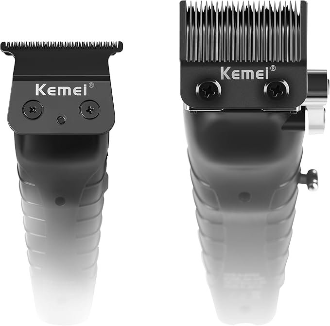 KEMEI Hair Clippers and Trimmers Set Professional, Barber Clipper for Hair Cutting, Rechargeable Electric Trimmers for Men, T-Blade Grooming Kit with 11 Guide Combs for Family