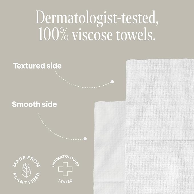 Cliganic Clean Face Towels XL, Multi-Pack (100 Count), Disposable, Ultra-Absorbent, Hypoallergenic & Soft - Makeup Remover Dry Wipes, Pamper Your Face, Hygienic Towelettes, for All Skin Types