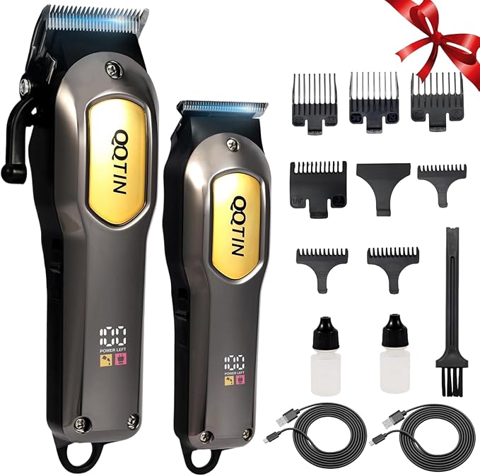 Hair Clippers for Men, Cordless & Corded Professional Clippers Set, 7500RPM Rechargeable Hair Cutting Kit with Precision Blades & Guide Combs, Ideal for Barbers & Home Use (Silver)