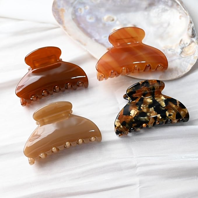 Handmade Celluloid Acetate French Design Barrettes Tortoise Shell Claws Hair Claw Luxury Fashion Accessories Hair Clip for Women (toffee)