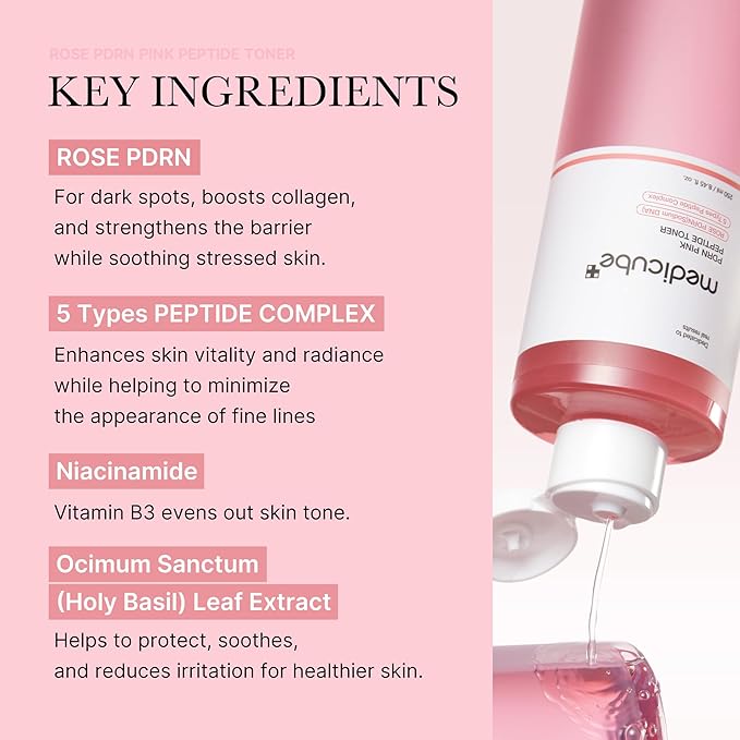 medicube Pink Glow Home Care Duo: PDRN Pink Peptide Toner and Collagen Jelly Cream (110ml)