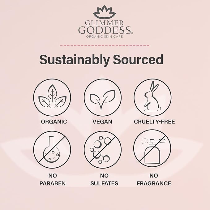 Glimmer Goddess Organic Whipped Body Butter for Women - Moisturizer Cream with Shea & Cocoa Butter, Almonds & Coconut Oil - Frankinsense & Myrhh, 8oz
