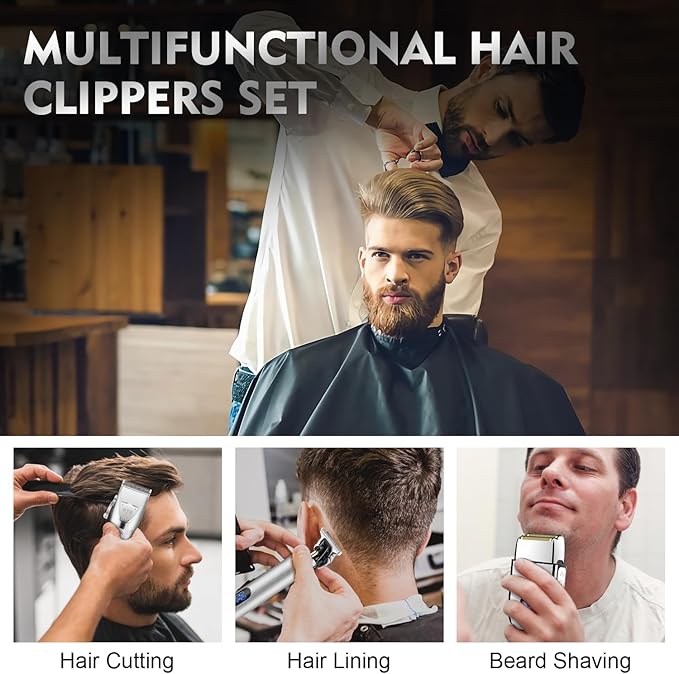 Professional Hair Clippers Set for Men, Electric Foil Shavers for Men, Barber Kit Clipper and Trimmer Set with Travel Case