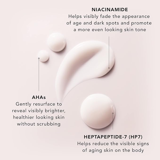 JLO BEAUTY Body Serum with AHAs & Peptides, Exfoliating Body Lotion for Radiant Smooth Skin, Hydrating Moisturizer to Support Elasticity, Even Tone & Visible Firming, Tighten + Tease, 4.06 Oz