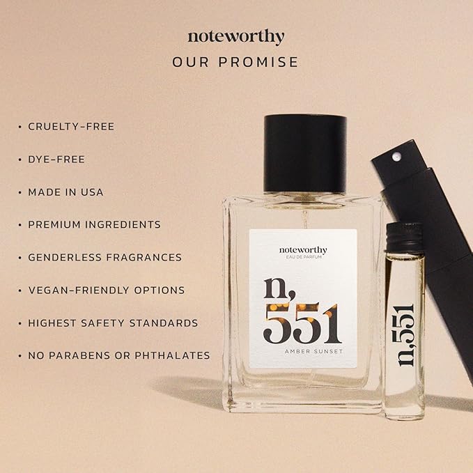Noteworthy n,551 Santal Cashmere Eau De Parfum – Lily of the Valley, Amber, Sandalwood | Long-lasting Unisex Perfume for Women & Men (Travel)