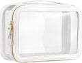 Large Clear Makeup Bag for Women, Portable Travel Makeup Bag Organizer Waterproof Toiletry Bag Cute Makeup Bags Cosmetic Bag Makeup Pouch, White