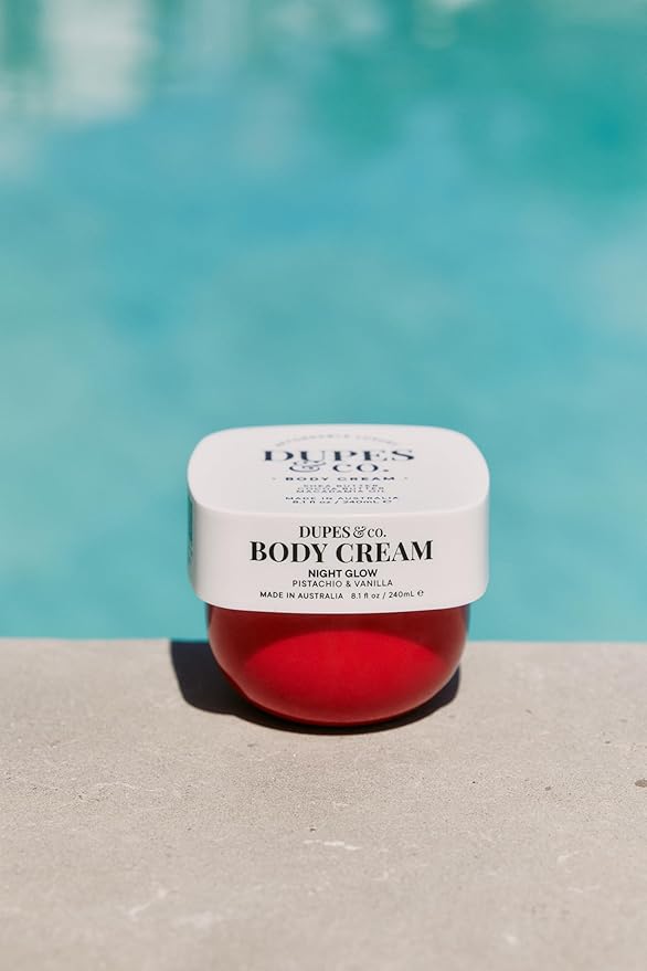 DUPES & CO. Night Glow Hydrating Body Cream 8.1 fl oz Rich & Nourishing Formula Infused with Macadamia Oil, Cocoa Butter & Shea Butter – Deep Hydration & Softening – Black Amber, Plum & Jasmine Bloom