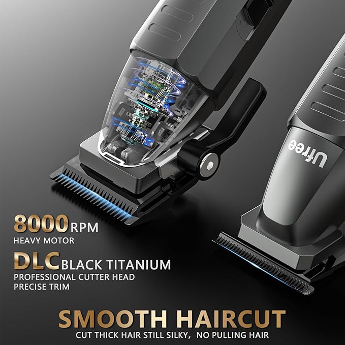 Ufree Professional Hair Clippers for Men, Clippers and Trimmers Set, Barber Clippers, Electric Beard Trimmer with Barber Bag, Gifts for Men，Gray