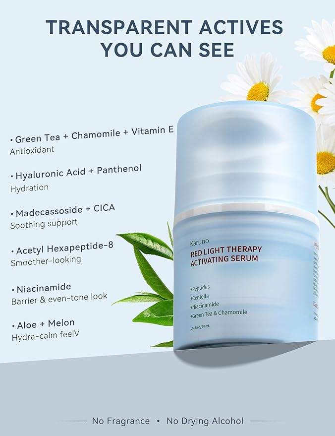 Red Light Therapy Activation Serum for Face – Activation & Hydration Booster for LED Mask, Microcurrent & Facial Devices – Hyaluronic Acid, Green Tea, Niacinamide, Centella & Aloe – 1.01 fl.oz