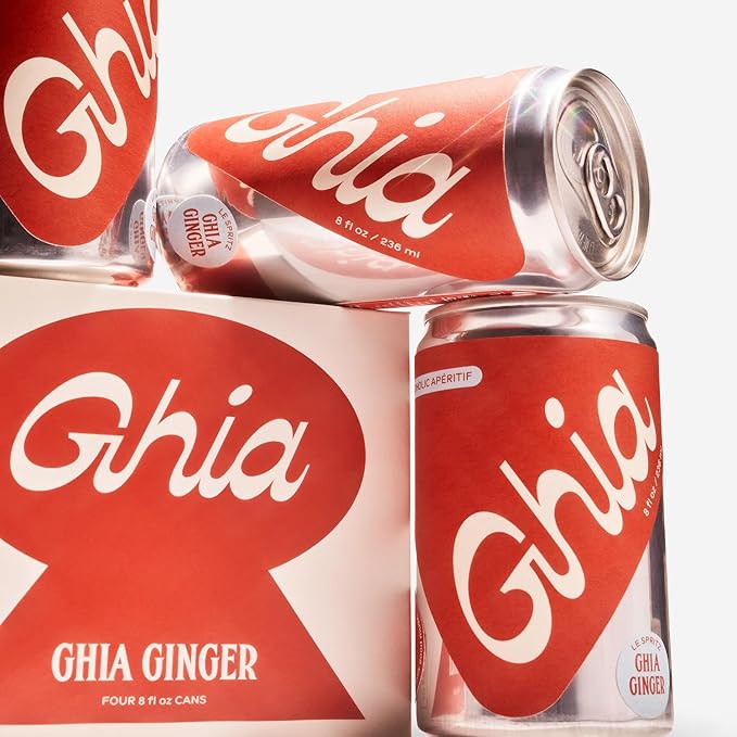 Ghia Non-Alcoholic Le Spritz | Ginger 4-Pack | Canned Mocktail & Cocktail Mixer, Zero Proof Sparkling Apéritif with Soothing Herbal Extracts | No Sugar, No Artificial Flavors, Caffeine-Free