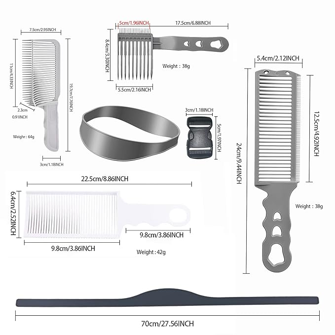 Fading Comb, Professional Hair Cutting Tools, 6 Piece Set, Self Haircut Kit for Men Hair Combs Fade Comb, for Precise Hair Styling and Easy Grooming