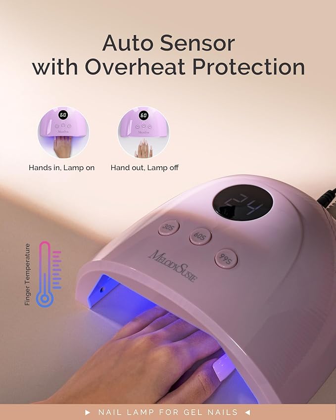 MelodySusie Compact Advanced UV LED Nail Lamp, P-Plus30F Nail Dryer with 3 Timers & Smart Sensor Cures All Gels, Especially Rhinestone Glue, Solid & Liner Gel Polishes for Advanced DIY at Home-Purple