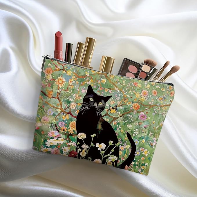 Secret Santa Gifts Black Cat Makeup Bags for Women - Cat Gifts for Women Girls Cats Lovers Sister Coworker, Cats Mom Gifts Cosmetic Bag Travel Organizer Zipper Christmas Birthday Friendship Gift