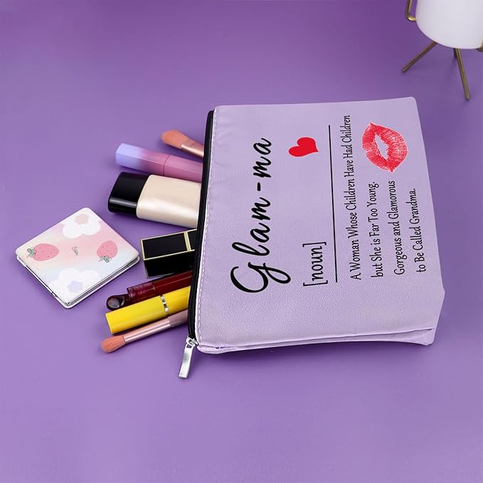 Sazuwu Grandma Makeup Bag Purple Gifts for New Grandma Grandmother Grandma to Be Cosmetic Bag Mothers Day Birthday Travel Pouch