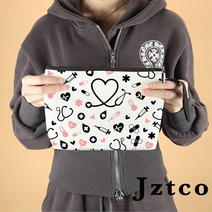 Jztco Nurse Gifts Makeup Bag Nurse Accessories for Work Essentials Nursing Appreciation Nurses Week Gifts for Women RN Toiletry Bag Nurses Day Graduation Birthday Cosmetic Bags