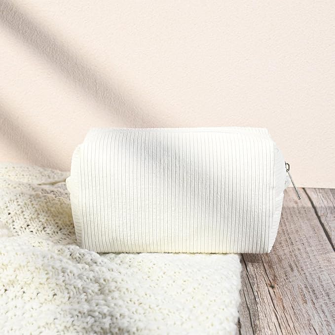 SOIDRAM 6PCS Bridesmaid Proposal Gifts Corduroy Beige makeup bag bulk for Wedding Party Favors Bachelorette party decorations Toiletry Organizer Bag Cosmetic Case Gift