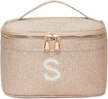 EURYNOME Makeup Bag with Custom Letter S, Water-Resistant Travel Organizer Pouch, (8.3x5.1x5.1 Inch) Cosmetic Case for Women