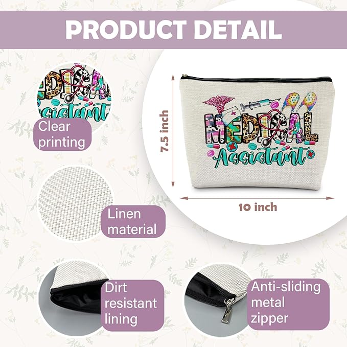Medical Assistant Makeup Bag - Trendy Western Nurse Gifts, RN Cosmetic Bags Toiletry Bag for Women