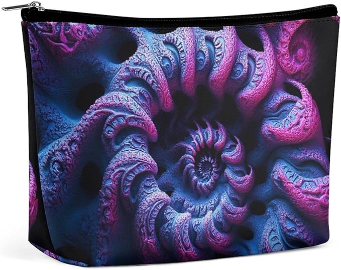 Women's Fashion Zipper Cosmetic Case, Portable Makeup Case, Personality Toiletry Bag, Travel Cosmetic Toiletry Bag Trippy Purple Tie Dye