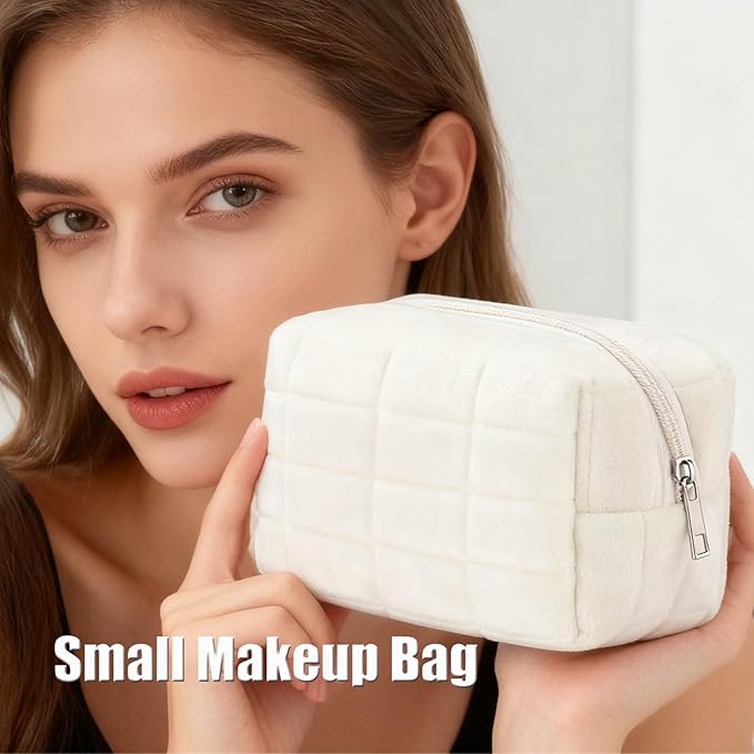 2PCS Makeup Bag Small Cosmetic Pouch for Purse Women Girls Y2k Checkered Make Up Bags