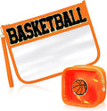 Hillban 2 Pcs Basketball Girls Gifts Makeup Cosmetic Bag Clear Toiletry Purse Chenille Letter Zipper Pouch Basketball Accessories for Women Sport Portable Travel Stuff Storage Case Bags