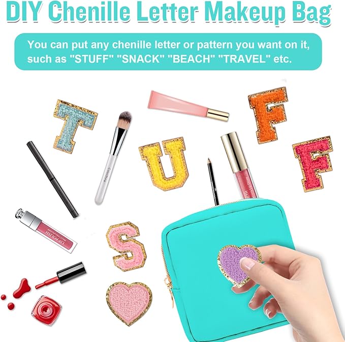 Nylon Mini Makeup Bag for Purse, Preppy Small Cute Makeup Bag Cosmetic Zipper Pouch Purse, Waterproof Travel Coin Pouch Sanitary Napkin Storage Bag Clutch Make Up Organizer for Women Men Girls(Mint)