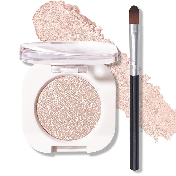 Glitter Eyeshadow Champagne Single, Ultra Fine Shimmer, Lightweight Sparkling Blendable Formula, Daily Multiuse Glossy Eyes Makeup (Weaving Maid)