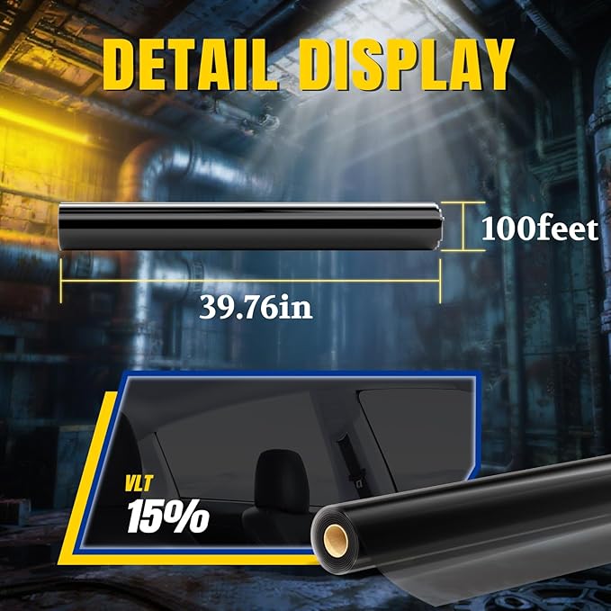 ARANA 15% Car Window Film, 15% Percent VLT 40" x100FT Car Window Tint Roll, Automotive Tint for Heat & UV Blocking, Privacy Anti-Glare, Scratch & Explosion Proof Tinted Film