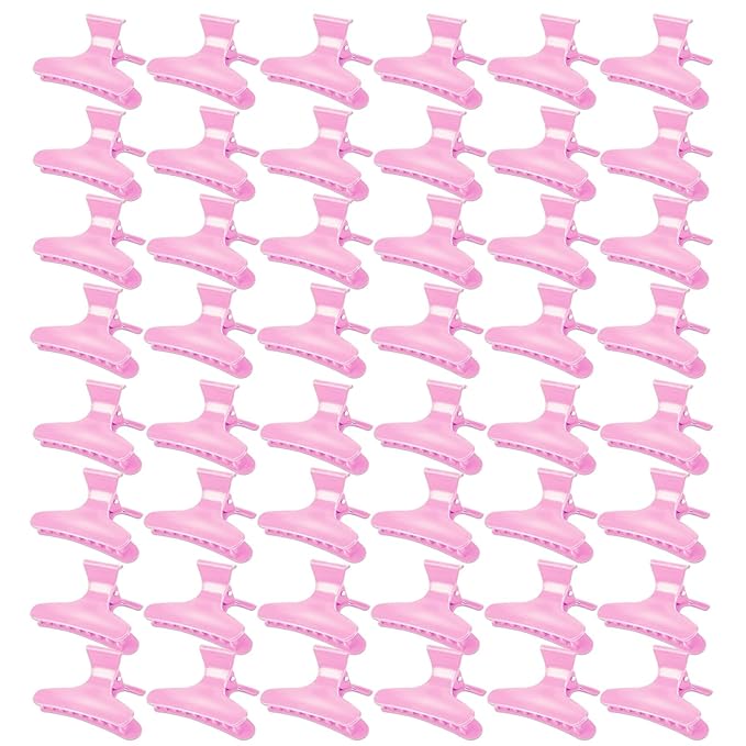 Ondder 48 Pcs Pink Butterfly Hair Clips for Styling and Sectioning - Pro Claws Clamps for Cutting, Coloring - Hair Accessories for Women Girls