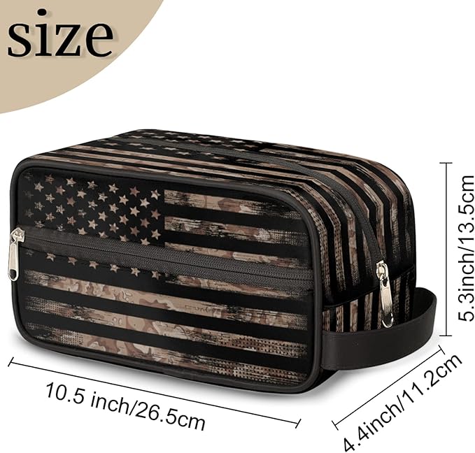 Travel Toiletry Bag for Women Men Vintage Usa American Flag Lightweight Cosmetic Makeup Bag Organizer Waterproof Shaving Bag Dopp Kit with Large Capacity for Toiletries and Shaving Accessories
