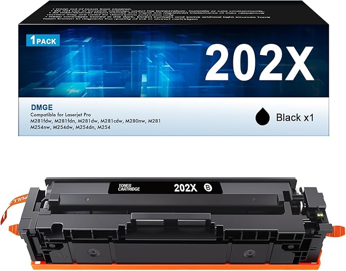 202X Toner Cartridges Black - High Yield 1 Pack Compatible Replacement for HP 202X 202A Work with Color Laserjet Pro MFP M281fdw Toner, M281cdw Toner Cartridges, Color Laserje Pro M254 | CF500X