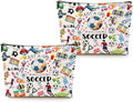 2pcs Soccer Makeup Bags for Women, Canvas Soccer Gifts Cosmetic Bag Pouch Accessories for Players Teams Stuff, Sport Team Birthday Gifts for Soccer Lovers Her Friends Women