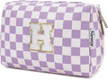 Narwey Birthday Gifts for Women Teen Girls Kids Personalized Initial Makeup Bag Monogram Preppy Cosmetic Bag Trendy Stuff 6 8 10 11 12 13 14 16 18 Years Old Travel Toiletry Bag (Purple Letter H)