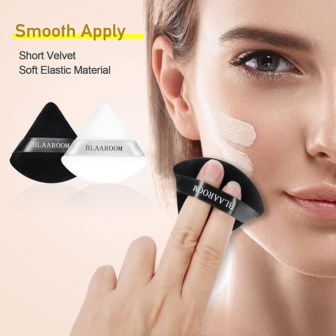 BLAAROOM 12 Pcs Velour Powder Puff Face Makeup Triangle Powder Puffs Face Exquisite Makeup Eyes and Corners Contouring for Loose Powder Wet Dry Cosmetic Foundation Sponge Makeup Tool
