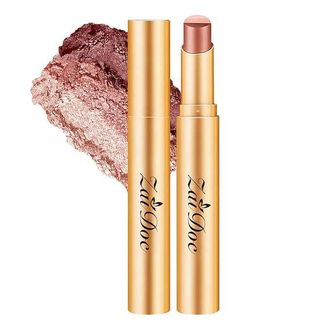 3 Color Eyeshadow Stick, Long Lasting & Waterproof Creamy Eye Shadow, with Vitamin E Makeup for Day & Night Look, caffeine orange, 1.13 Oz (Glittering rose)