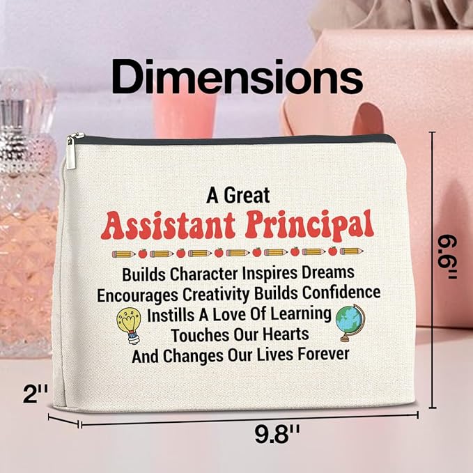 Assistant Principal Gifts for Women Makeup Bag, Assistant Principal Appreciation Gifts a Great Assistant Principal Cosmetic Bag Zipper Makeup Pouch