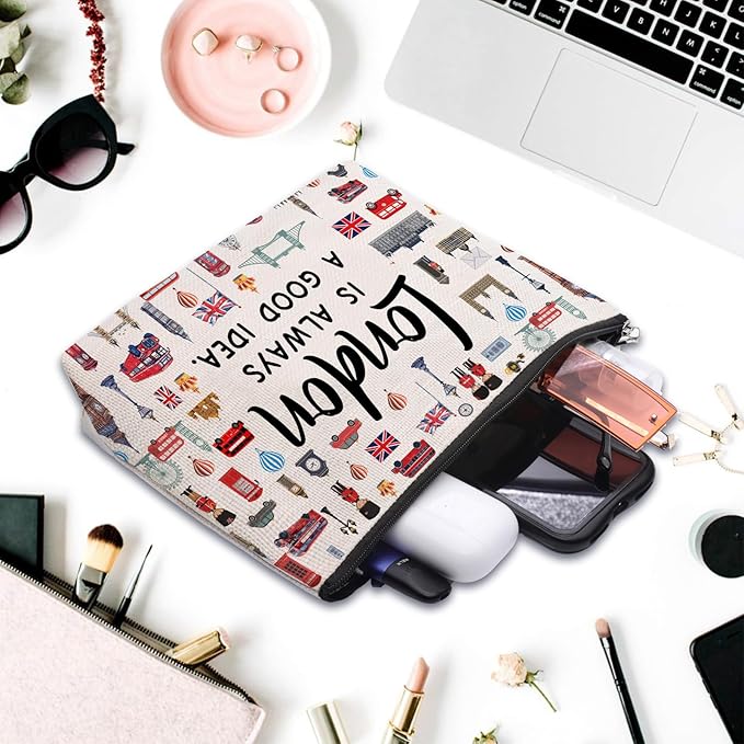 London Lover Souvenirs Gifts: Themed Travel Organizer for Women, Friends - Zipper Pouch Accessories Bag