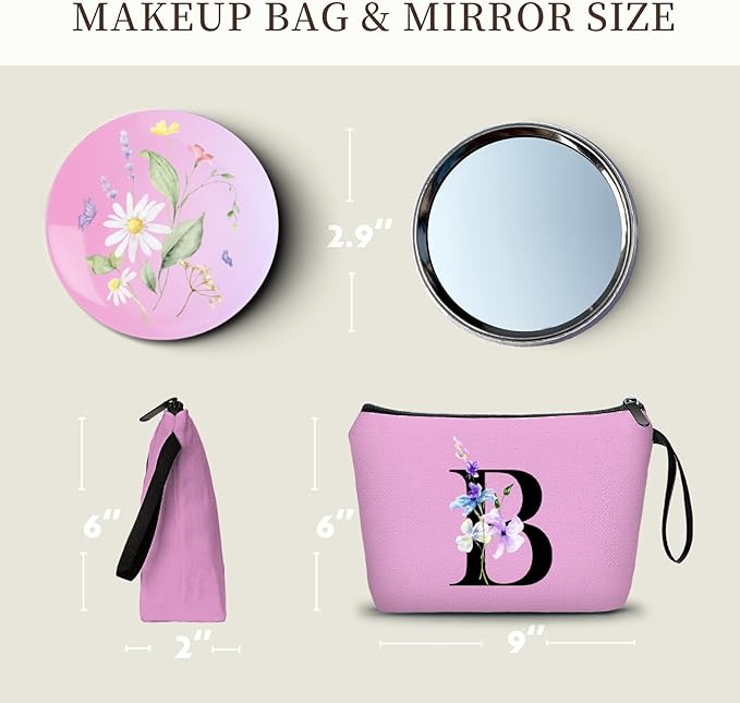 Birthday Inspirational Bridesmaid Proposal Team Small Gifts for Women Mom Aunt Teacher Sister Coworkers Makeup Cosmetic Bag Travel with Mirror Mothers Day Christmas Graduation B