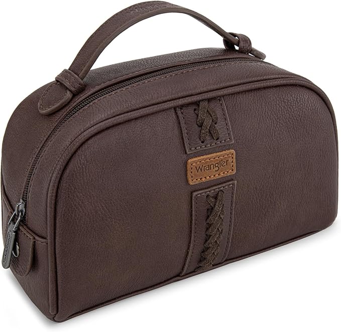 Montana West Wrangler Makeup Bags for Women Portable Toiletry Bag Small Travel Cosmetic Organizer for Gift Zipper Closure