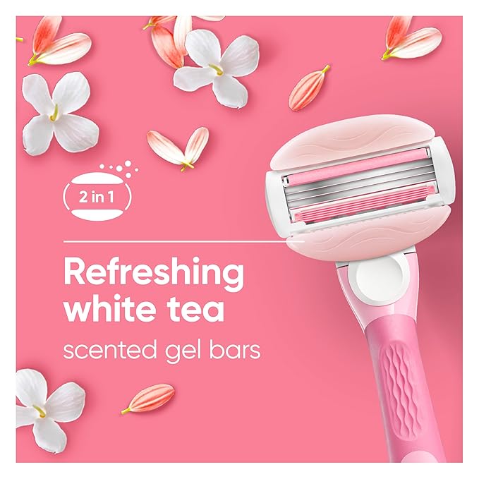 Gillette Venus ComfortGlide White Tea Women's Razor, Handle + 4 Blade Refills, Holiday Gifts for Women