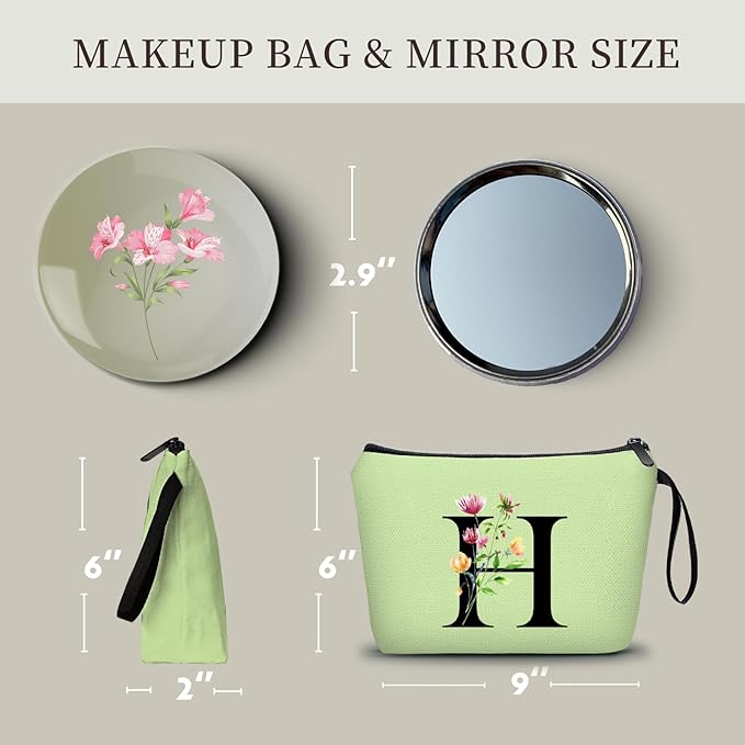 Birthday Inspirational Bridesmaid Proposal Team Small Gifts for Women Mom Aunt Teacher Sister Coworkers Makeup Cosmetic Bag Travel with Mirror Mothers Day Christmas Graduation H