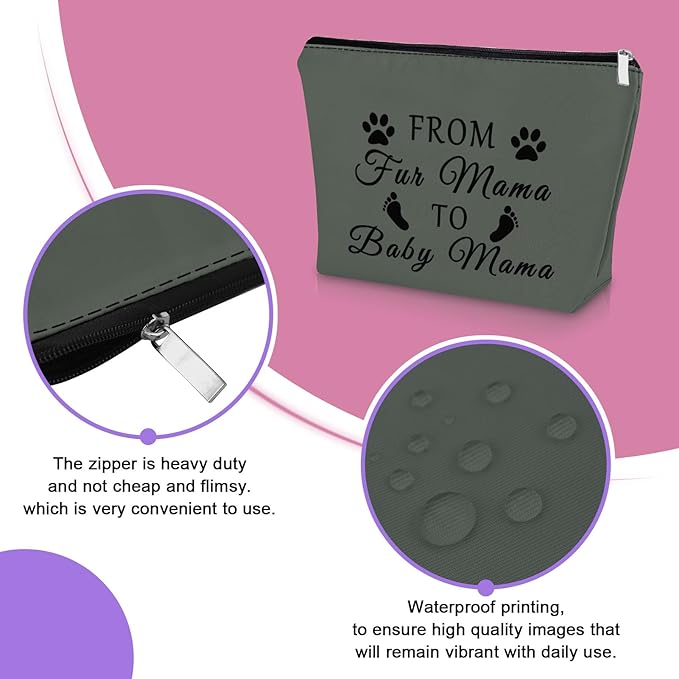 Sazuwu Mom to Be Gifts First Time Gray Makeup Bag Baby Reveal Gifts for Mom Pregnancy Announcement Gift Cosmetic Bag New Mommy Gifts for Women After Birth Birthday Christmas Mother's Day Gifts