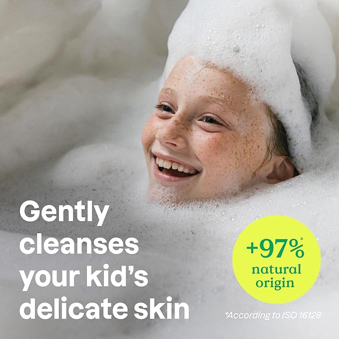 ATTITUDE Bubble Wash for Kids, EWG Verified Bubble Bath, Hair Shampoo and Body Soap, Dermatologically Tested, Plant- and Mineral-Based, Vegan, Vanilla & Pear, 16 Fl Oz (Pack of 6)