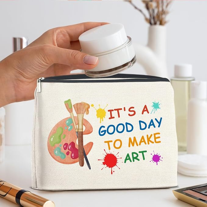 Art Teacher Makeup Bag - Art Lover Gifts for Women Artist & Teacher, Cosmetic Bag With Zipper Makeup Pouch