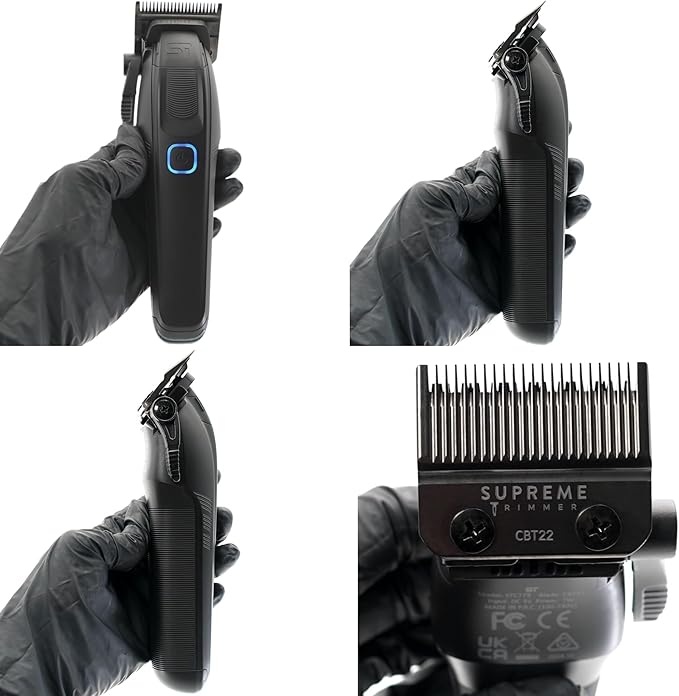 Supreme Trimmer Recharge Clipper - Professional Hair Clipper with 2 Removable Batteries, Brushless Motor, Smart Charge Stand, USB-C Charge & DLC Blades Barbers | STC779