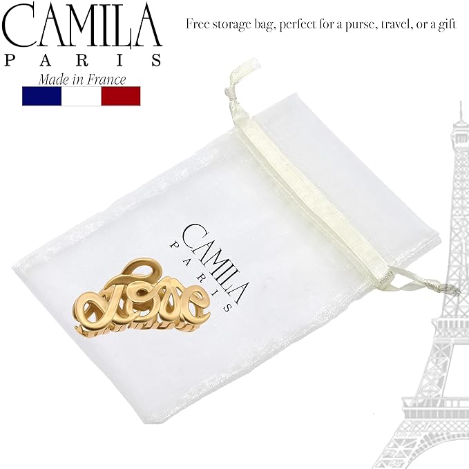 Camila Paris CP3287 French Hair Clip for Women, 3.25 inch Girls Hair Claw Clips Jaw Gold Cellulose, Fashion Durable and Styling Hair Accessories for Women, Strong Hold No Slip Grip, Made in France